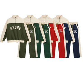 Rhude fleece-lined sweatshirt and sweatpants set-5086  